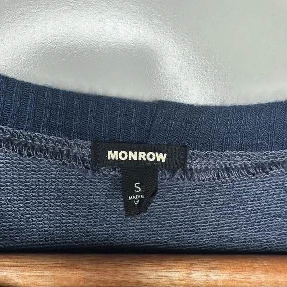 Monrow Revolve Navy Super Soft Blanket Stitch Casual Shirt Dress Size Small - Picture 7 of 12